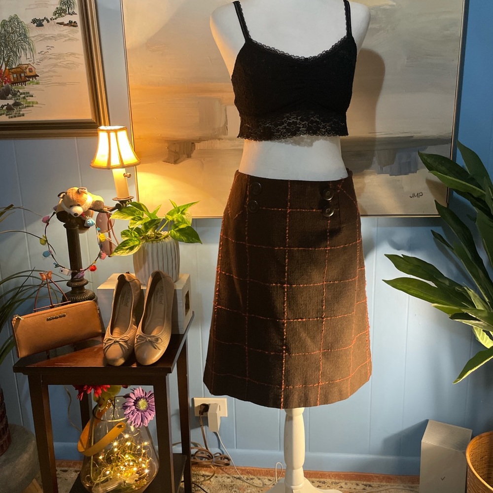 Cato Black and Brown A-Line Skirt